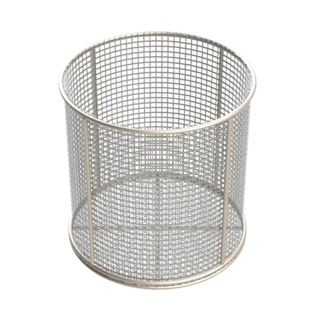 Anysizebasket Round Wire Mesh Basket: 8Dia. x 8H, 304 SS, 3/16 Rod Frame, No Handles, Mesh: 2 x .063 TMT-080RND080-N02S